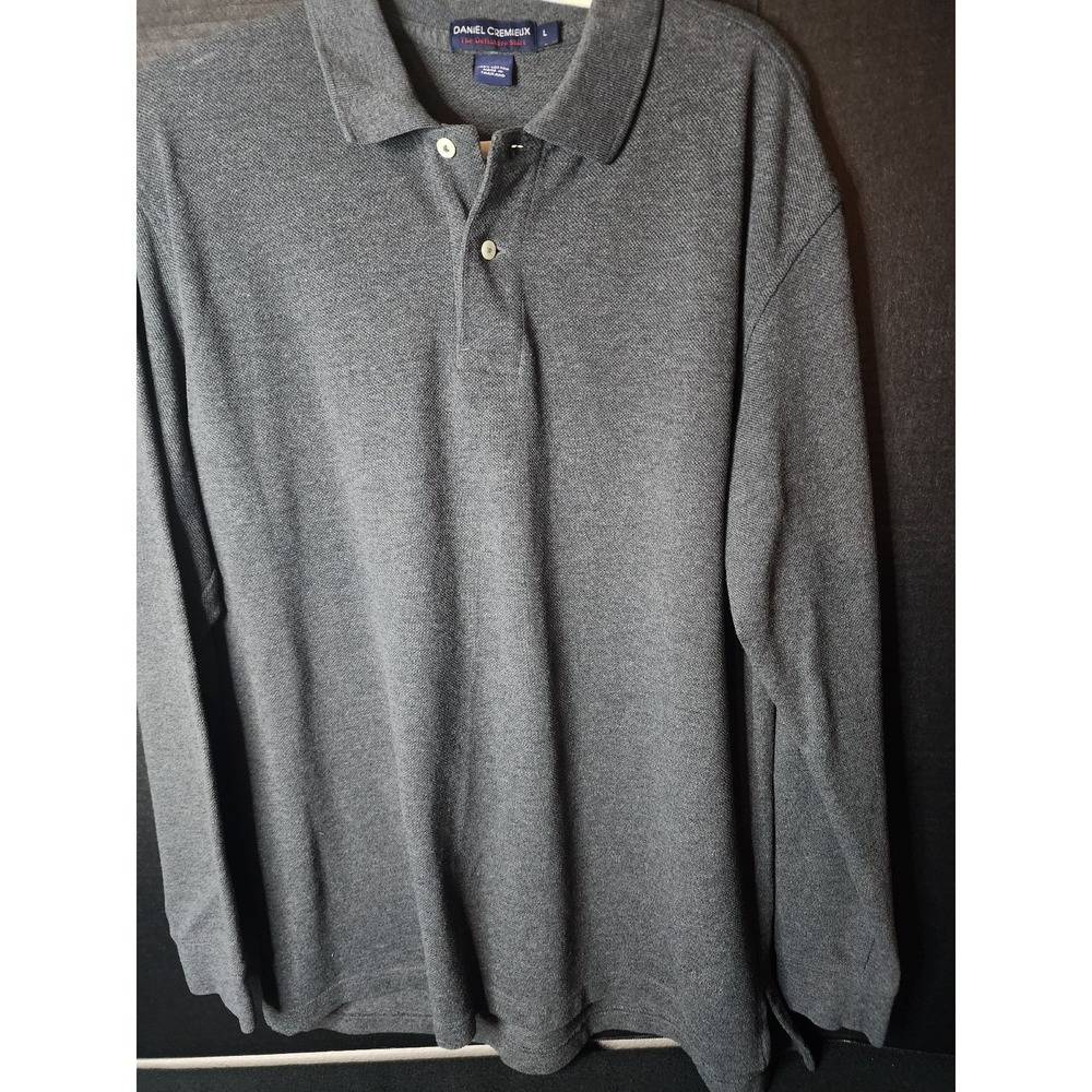 Daniel Cremieux Mens Grey Long Sleeve Polo Size XL